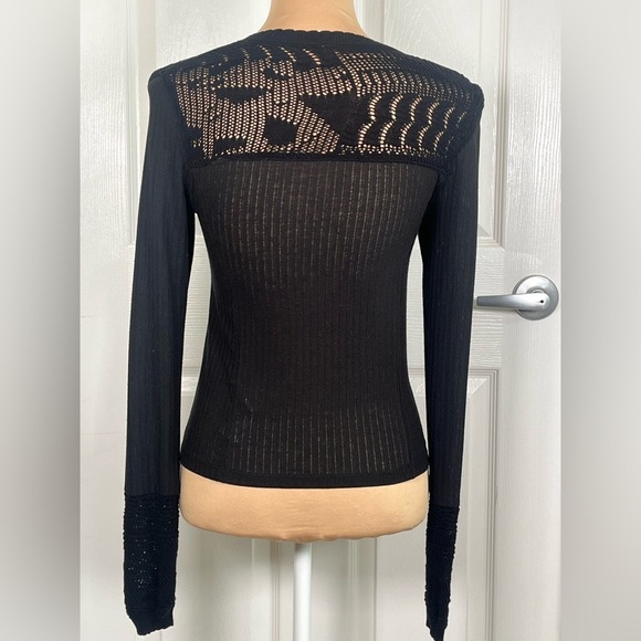 Free People Colette Scallop Neck Trim Knit Sweater Size XS - Picture 11 of 15